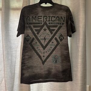 American Fighter Gray Short Sleeve Tee with Geometric Design